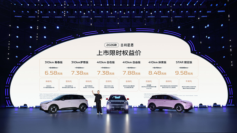 限時(shí)售6.58萬起 2026款吉利星愿正式上市 國產(chǎn)純電動(dòng)車銷冠再升級(jí) 圖片